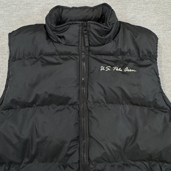 US Polo Assn Mens 2X Black Puffer Vest Hooded Full Zip Outdoor Warm Activewear - Picture 3 of 16